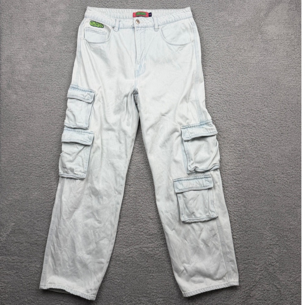 Empyre Cargo Pants Men 12‎ Light Blue Skate Streetwear Tori Baggy Denim